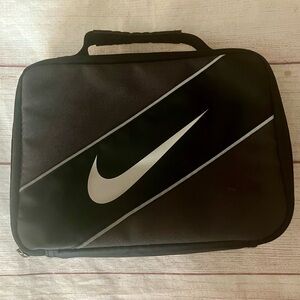 NIKE Youth/Adult Insulated Lunch Box Tote Bag Black & Silver 10” X 8” X 3”